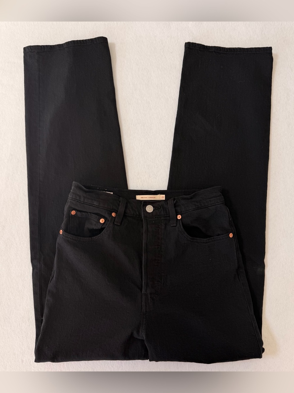 Levi’s Ribcage Straight Leg Full Length Jeans in Black Size 27